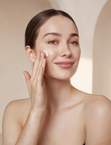 girl with skincare routine