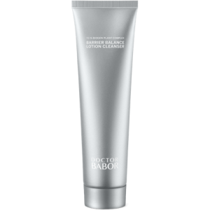 Babor Barrier Balance Lotion Cleanser in elegant white bottle, gentle daily face cleanser.